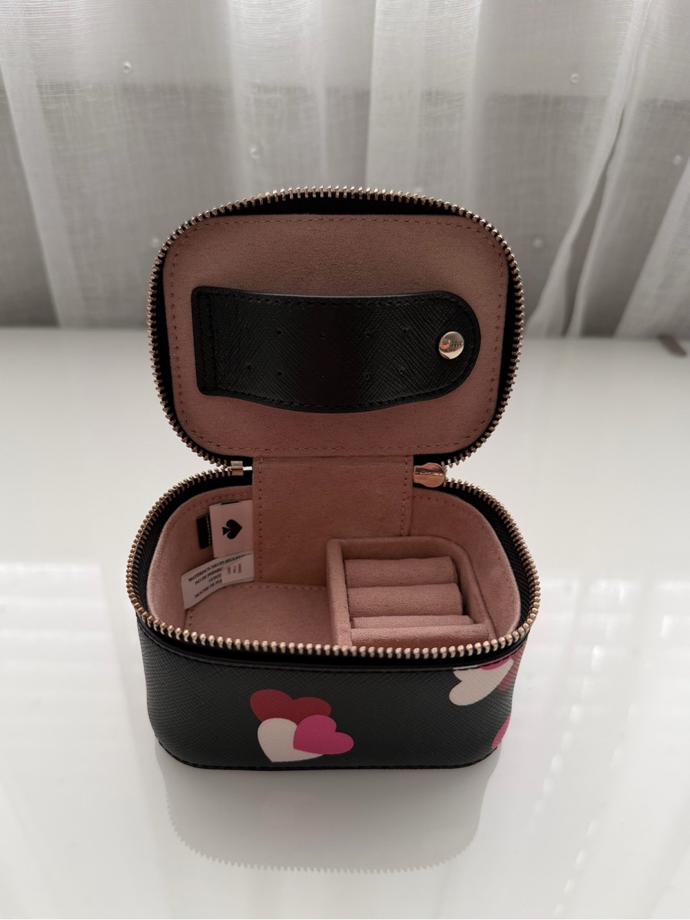 Kate Spade Women's Black Heart Jewelry Case - Compact Travel Organizer